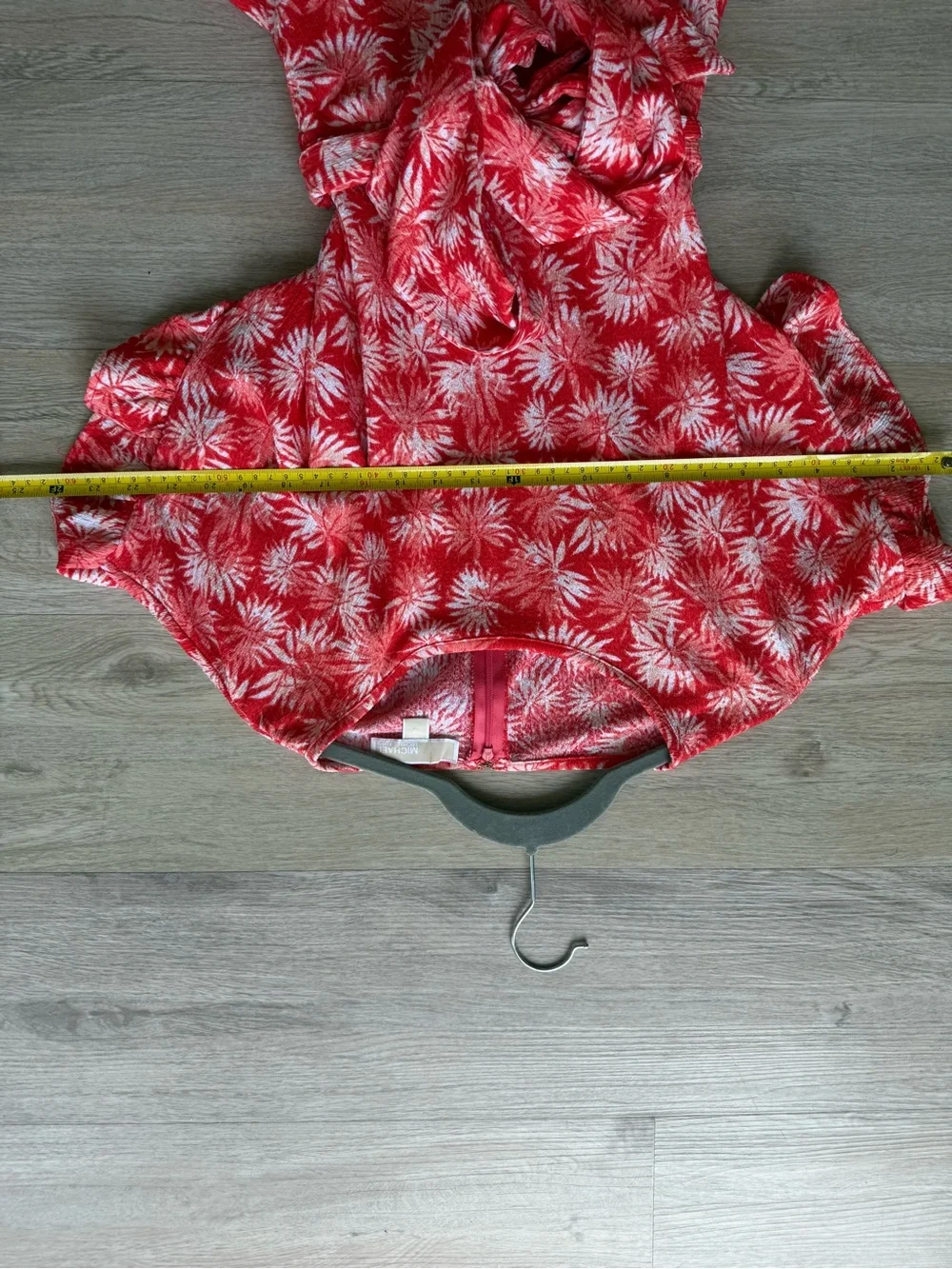 Michael Kors Red Palm-Print Mini Dress